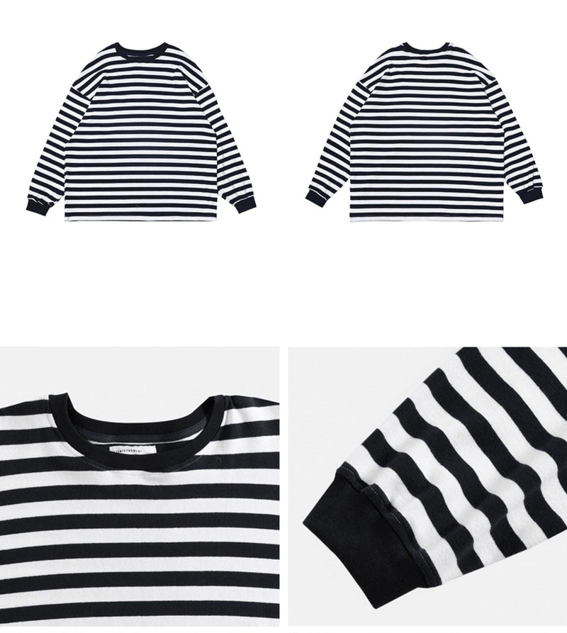 Oversize border long sleeve T-shirt N1648 - NNine