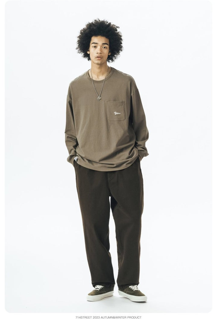 Pocket embroidery long sleeve T -shirt N2536 - NNine