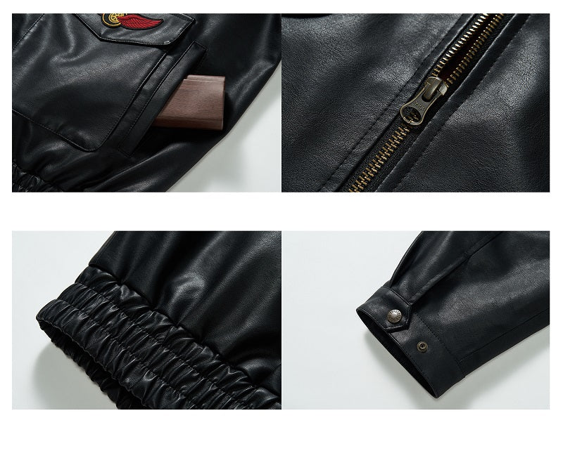 Retro leather emblem jacket N2407 - NNine
