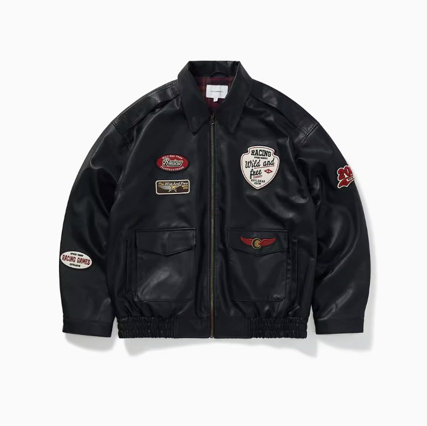 Retro leather emblem jacket N2407 - NNine