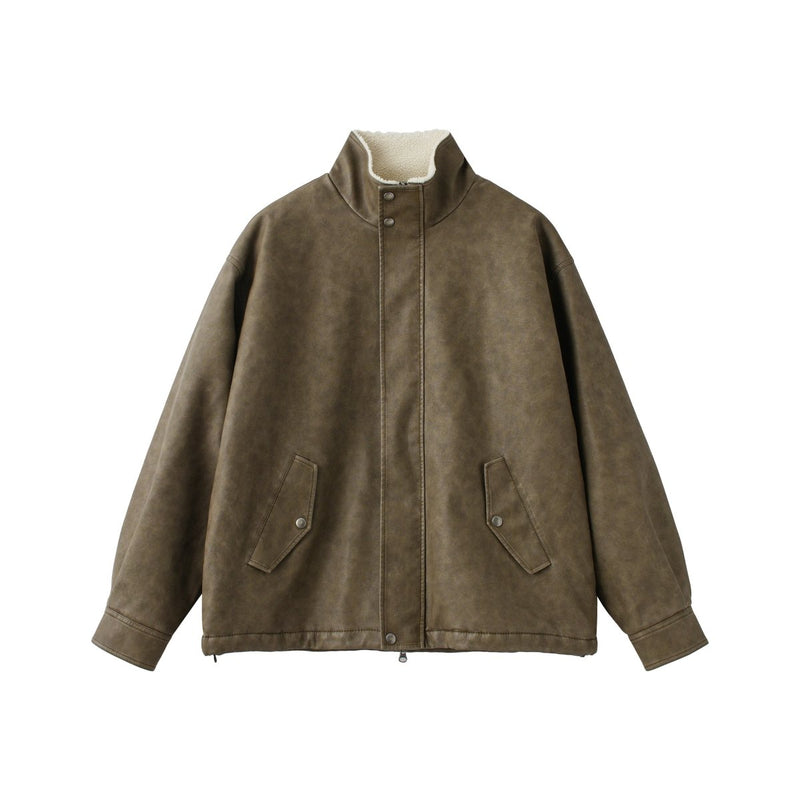 retro-washed lined boa leather jacket　N3007 - NNine