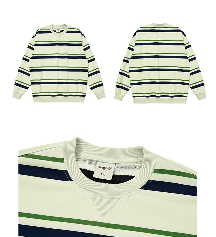 Round Neck Striped Sweatshirt　N46 - NNine
