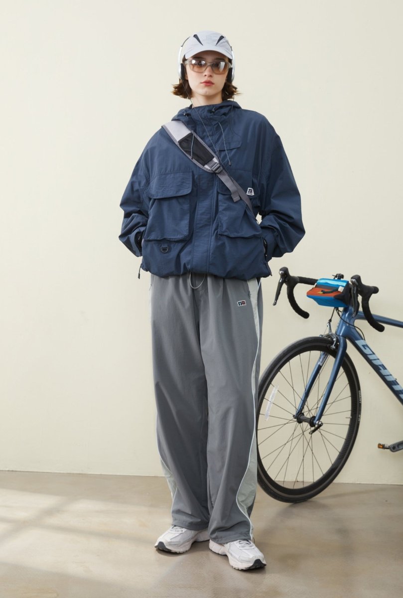 Side bicolor sporty pants N2326
