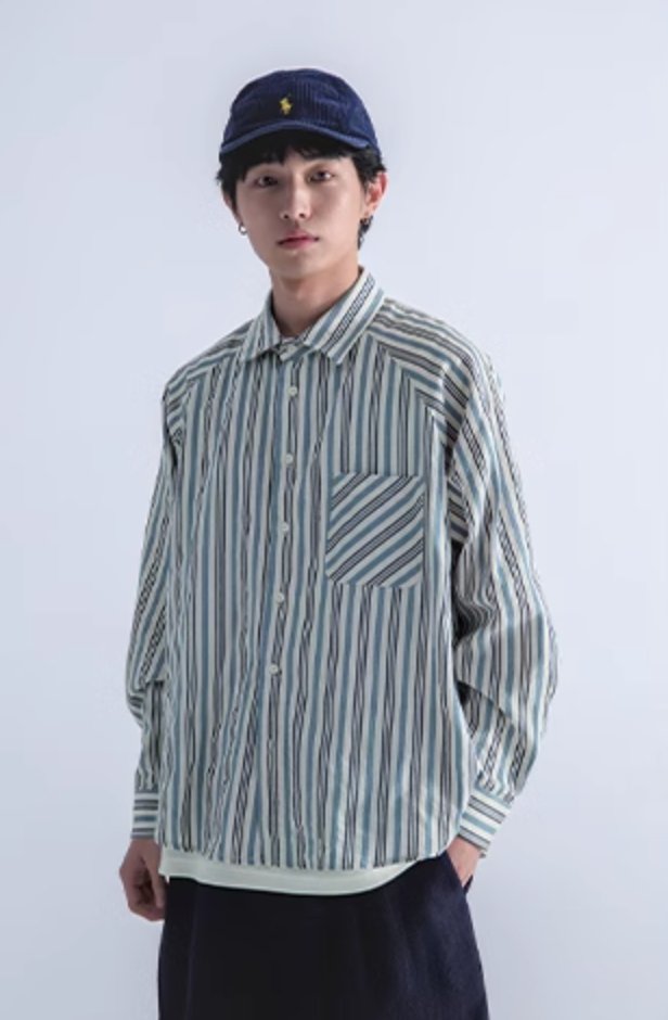 Stripe long -sleeved shirt N177 - NNine