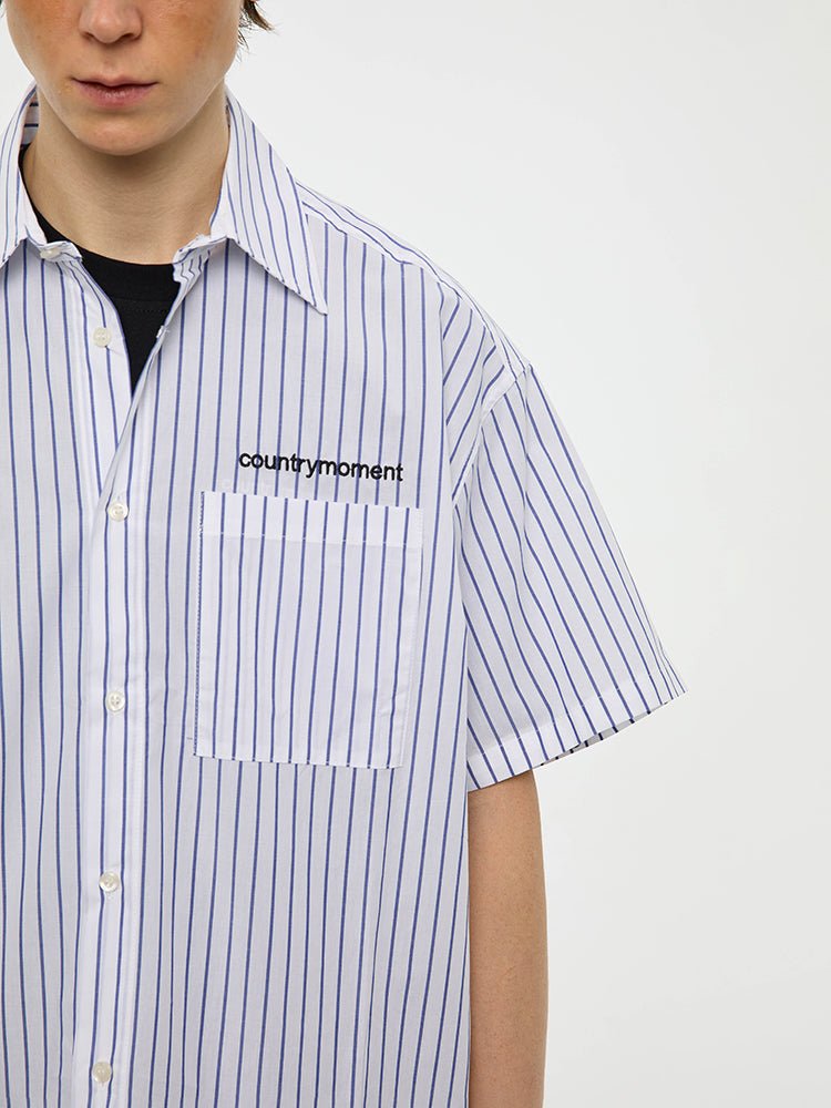 Striped logo summer shirt　N2077 - NNine
