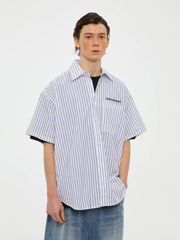 Striped logo summer shirt　N2077 - NNine