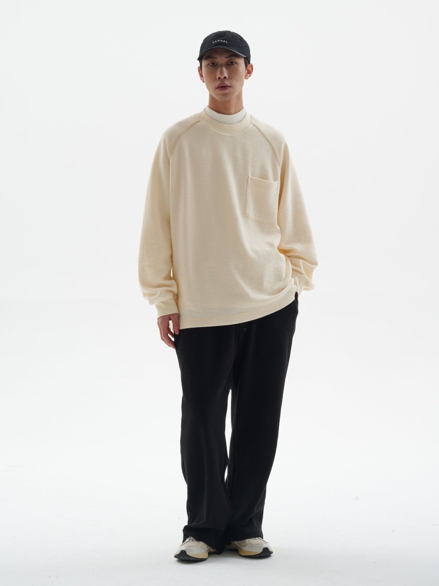 Waffle pocket long sleeve T-shirt　N1848 - NNine