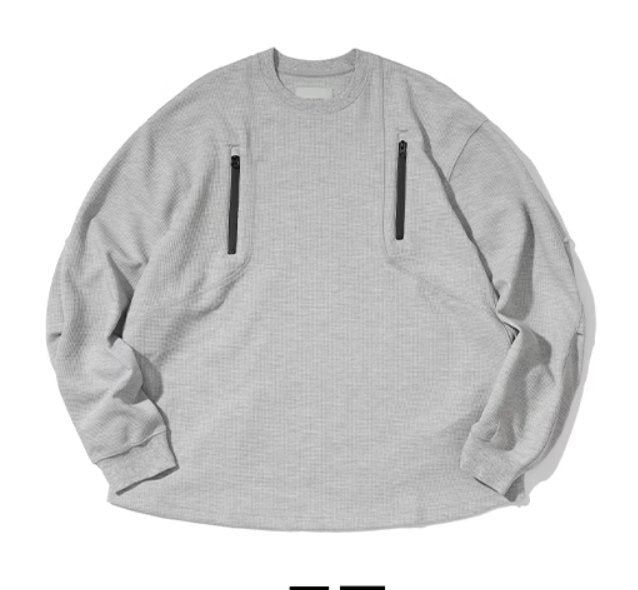 Waffle zipper T -shirt N2475 - NNine