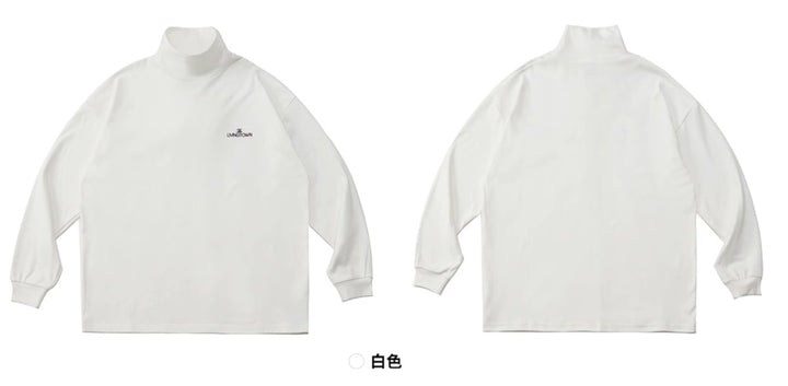 Warm fleece lining　Turtle neck logo T -shirt N3047 - NNine