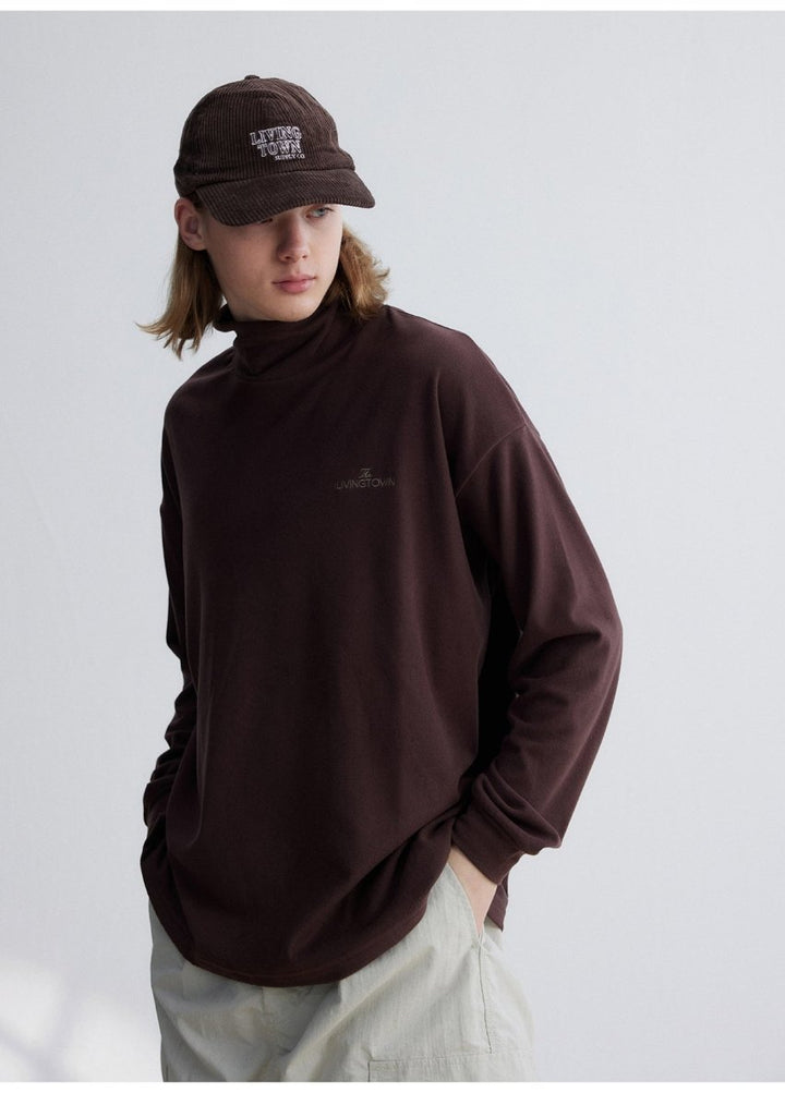 Warm fleece lining　Turtle neck logo T -shirt N3047 - NNine