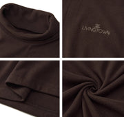 Warm fleece lining　Turtle neck logo T -shirt N3047 - NNine