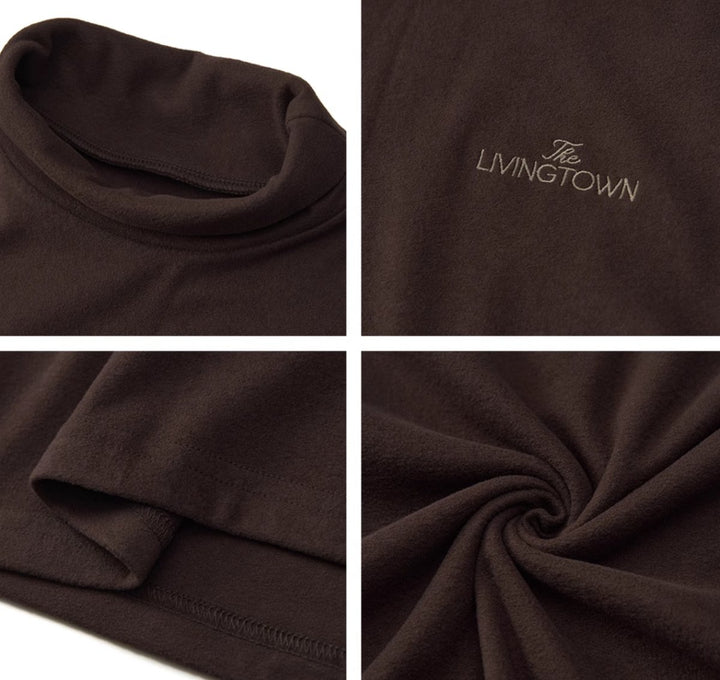 Warm fleece lining　Turtle neck logo T -shirt N3047 - NNine