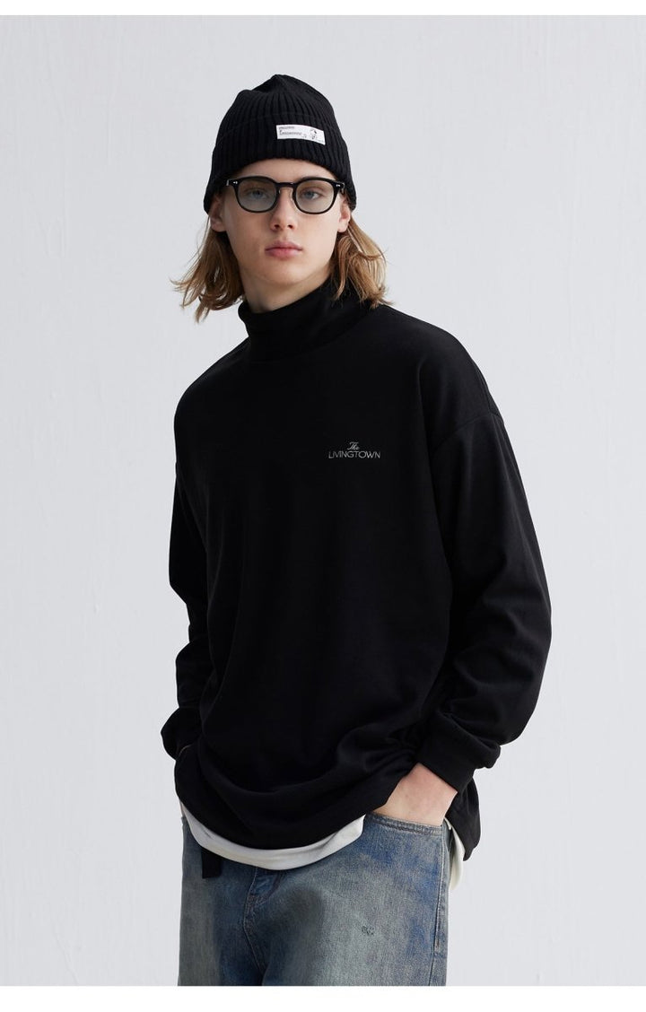 Warm fleece lining　Turtle neck logo T -shirt N3047 - NNine